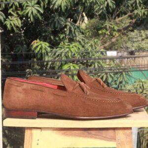 Handmade Brown tussle Suede Slip on shoe - leathersguru