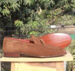 Handmade Brown tussle Suede Slip on shoe - leathersguru