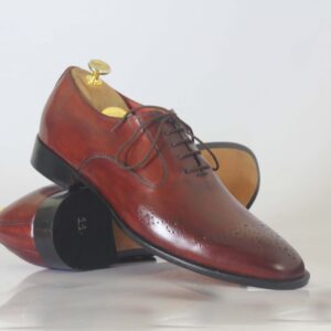 Bespoke Burgundy Brogue Toe Shoe for Men - leathersguru