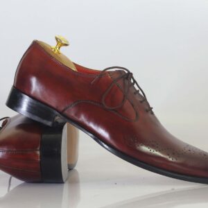 Bespoke Burgundy Brogue Toe Shoe for Men - leathersguru