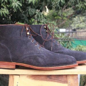 Handmade Black Suede Ankle Boot - leathersguru