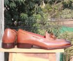 Handmade Brown Tussle Slip on shoe - leathersguru