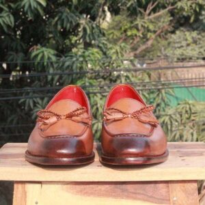 Handmade Brown Tussle Slip on shoe - leathersguru