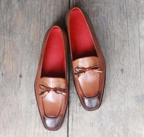 Handmade Brown Tussle Slip on shoe - leathersguru