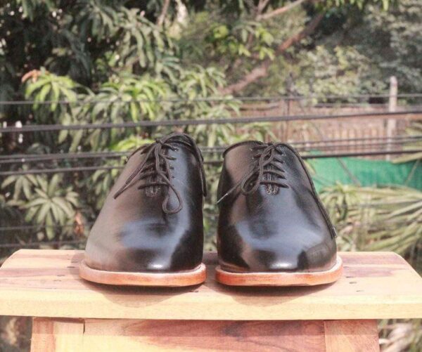 Handmade Black Whole Cut Leather Shoe - leathersguru