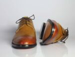 Hand Painted Tan Two Tone Cap Toe Leather Shoes For Men