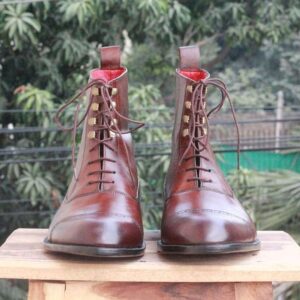 Handmade Tone Brown Leather Ankle Boots - leathersguru