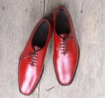 Men's Tan Burgundy Leather Shoes - leathersguru