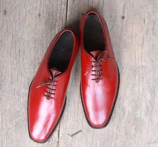 Men's Tan Burgundy Leather Shoes - leathersguru