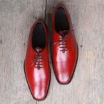 Men's Tan Burgundy Leather Shoes - leathersguru