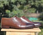 Handmade Brown Two Tone Oxford Leather Shoe - leathersguru