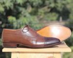 Handmade Brown Two Tone Oxford Leather Shoe - leathersguru