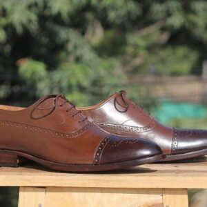 Handmade Brown Two Tone Oxford Leather Shoe - leathersguru