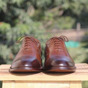 Handmade Brown Two Tone Oxford Leather Shoe - leathersguru