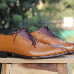 Handmade Tan Brown Stylish Leather Shoes For Men's - leathersguru