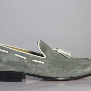 Grey Loafer Tussle Suede Shoes,Men's Party Shoes