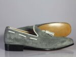 Bespoke Gray Tussle Suede Loafer Shoe for Men - leathersguru