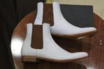 Handmade Ankle High White Chelsea Leather Boot, Men's Stylish Formal Leather Boot