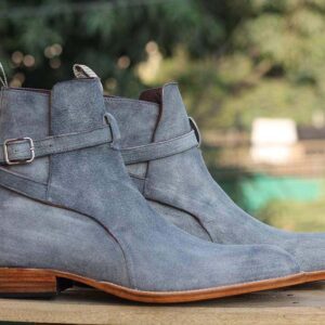 Handmade Gray Jodhpurs Suede Men's Boot - leathersguru