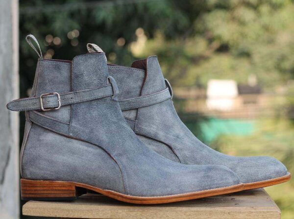 Handmade Gray Jodhpurs Suede Men's Boot - leathersguru