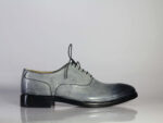 Bespoke Gray Black Leather Lace Up Shoe for Men - leathersguru