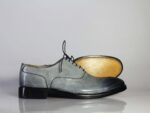 Bespoke Gray Black Leather Lace Up Shoe for Men - leathersguru