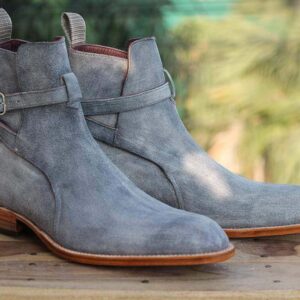 Handmade Gray Jodhpurs Suede Men's Boot - leathersguru