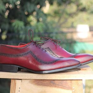 Handmade Burgundy Designing Leather Shoe - leathersguru