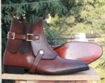 Handmade Chelsea Buckle Brown Boot - leathersguru