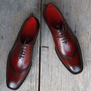 Handmade Burgundy Designing Leather Shoe - leathersguru