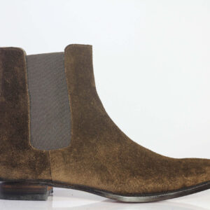 Bespoke Dark Brown Chelsea Suede Boots - leathersguru