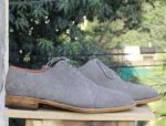 Handmade Gray Suede Cap Toe Brogue Shoe - leathersguru