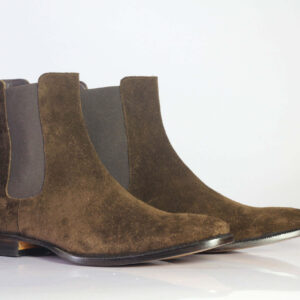 Bespoke Dark Brown Chelsea Suede Boots - leathersguru