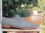 Handmade Gray Suede Cap Toe Brogue Shoe - leathersguru