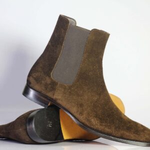 Brown Chelsea Suede Ankle High Boot,Men's Stylish Party Boot