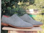 Handmade Gray Suede Cap Toe Brogue Shoe - leathersguru