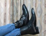 Handmade Black Triple Buckle Boots For Men's - leathersguru