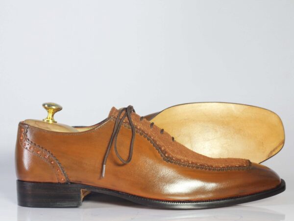 Bespoke Tan Leather & Suede Lace Up Shoes for Men's - leathersguru