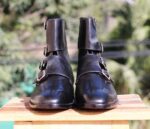 Handmade Black Triple Buckle Boots For Men's - leathersguru