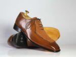 Bespoke Tan Leather & Suede Lace Up Shoes for Men's - leathersguru