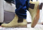 Handmade Olive Green Chelsea Suede Boot - leathersguru