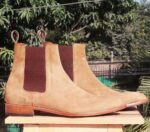 Handmade Olive Green Chelsea Suede Boot - leathersguru