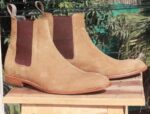 Handmade Olive Green Chelsea Suede Boot - leathersguru