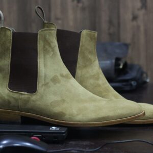 Bespoke Beige Chelsea Leather Boots - leathersguru