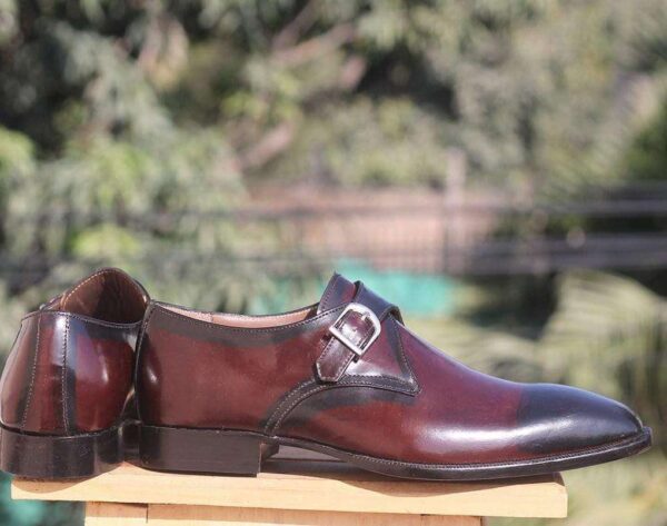 Two Tone Monk Strap Leather Shoes - leathersguru