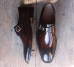 Two Tone Monk Strap Leather Shoes - leathersguru