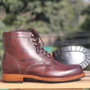 Bespoke Burgundy Leather High Ankle Lace Up Boots - leathersguru