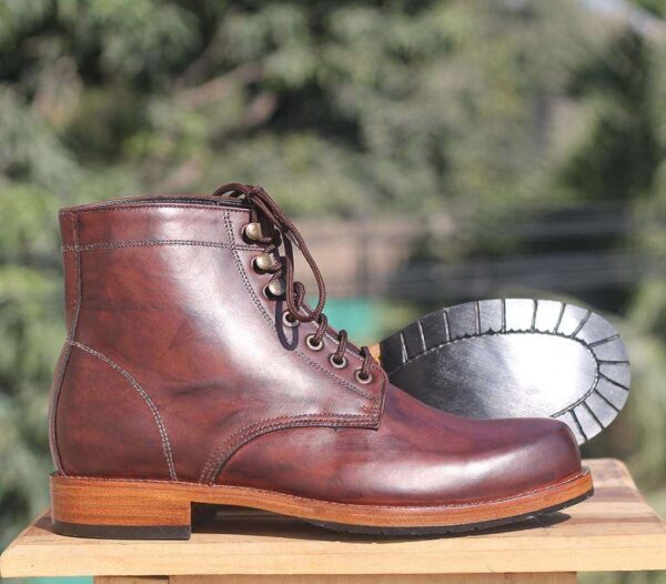 Bespoke Brown Ankle High Boot - leathersguru