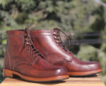 Bespoke Burgundy Leather High Ankle Lace Up Boots - leathersguru