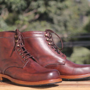 Bespoke Burgundy Leather High Ankle Lace Up Boots - leathersguru